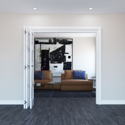 Vertical 0 Panel Plain Clear Glazed Shaker Unfinished White Softwood Internal Folding Door Set, (H)2060mm (W)1793mm - thumbnail 2