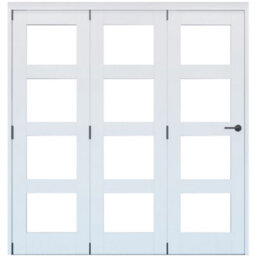 Vertical 0 Panel Plain Clear Glazed Shaker Unfinished White Softwood Internal Folding Door Set, (H)2060mm (W)1793mm - thumbnail 1