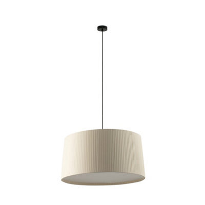 Luminosa Lighting Luminosa Samba Simple Cylindrical Pendant Ceiling Light Matt Black, Beige 3X E27 - image 1