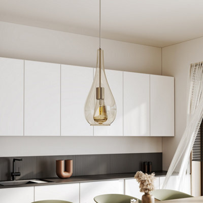 Living And Home Droplet Glass 1 Head Pendant Light Ceiling Light Fixture - image 1