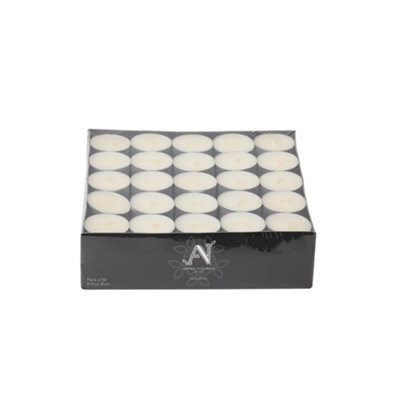 Aroma Naturals Unscented Tealights 50 Pack White Wax Candles 8H Burn Time - image 1