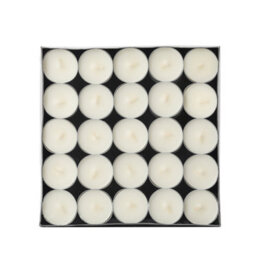 Aroma Naturals Unscented Tealights 50 Pack White Wax Candles 8H Burn Time - thumbnail 3
