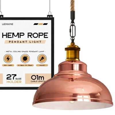Industrial E27 Hemp Rope Pendant Lights With 29Cm Curvy Shade Attic Personality Indoor Lighting - image 1