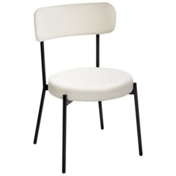 Wyld and Coco Aura Living Set Of 2 White Bouclé Dining Chairs With Matte Black Steel Legs - thumbnail 6