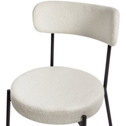 Wyld and Coco Aura Living Set Of 2 White Bouclé Dining Chairs With Matte Black Steel Legs - thumbnail 8