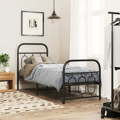 Berkfield Metal Bed Frame Without Mattress With Footboard Black 75X190Cm - image 1