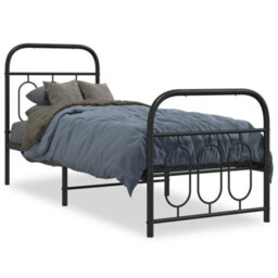 Berkfield Metal Bed Frame Without Mattress With Footboard Black 75X190Cm - thumbnail 2