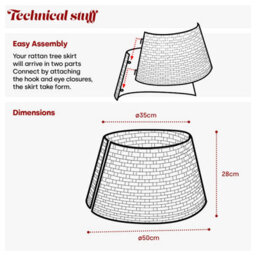 Christmas Village Round Rattan Tree Skirt Wicker Stand Basket Cover Foldable Durable Base For Xmas Tree Grey - thumbnail 9