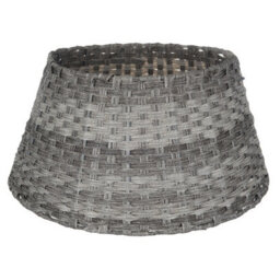 Christmas Village Round Rattan Tree Skirt Wicker Stand Basket Cover Foldable Durable Base For Xmas Tree Grey