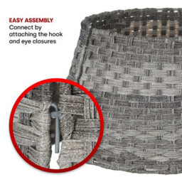 Christmas Village Round Rattan Tree Skirt Wicker Stand Basket Cover Foldable Durable Base For Xmas Tree Grey - thumbnail 6