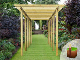 Edecks Royal Walkway Wooden Garden Pergola (W 2400mm X D 7200mm) With Steel Spikes (2.1M) - thumbnail 3