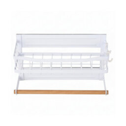 Living And Home White Magnetic Fridge Storage Rack With Towel Bar And Hooks, 30Cm(W) X 11Cm(D) X 18Cm(H) - thumbnail 3