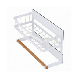 Living And Home White Magnetic Fridge Storage Rack With Towel Bar And Hooks, 30Cm(W) X 11Cm(D) X 18Cm(H) - thumbnail 2