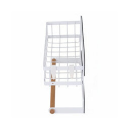 Living And Home White Magnetic Fridge Storage Rack With Towel Bar And Hooks, 30Cm(W) X 11Cm(D) X 18Cm(H) - thumbnail 5