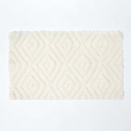 Homescapes Ikat Pattern White Bath Mat