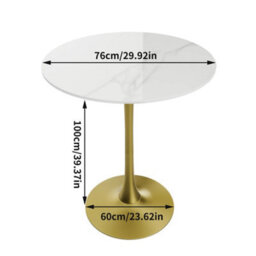 Fativo 76Cm Round Bar Sintered Stone Marble Table 100Cmh Circular Cocktail Table, Counter Bistro Pub Tables Gold Base - thumbnail 2
