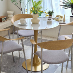 Fativo 76Cm Round Bar Sintered Stone Marble Table 100Cmh Circular Cocktail Table, Counter Bistro Pub Tables Gold Base