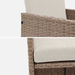 Sweeek - 4 To 8-Seater Rattan Cube Table Set With Chairs Natural 110X110X73 Cm - Vabo 8 - thumbnail 5