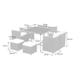 Sweeek - 4 To 8-Seater Rattan Cube Table Set With Chairs Natural 110X110X73 Cm - Vabo 8 - thumbnail 7