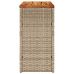 Walplus Garden Side Table With Wooden Top Beige 58X27.5X55 Cm Poly Rattan - thumbnail 6
