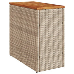 Walplus Garden Side Table With Wooden Top Beige 58X27.5X55 Cm Poly Rattan - thumbnail 2