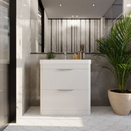 Balterley Aldershawe 800mm Floor Standing 2 Drawer Vanity Unit With Thin Edge Ceramic Basin - Gloss White - thumbnail 2