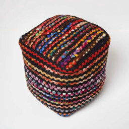 Homescapes Multi Coloured Folk Woven Bean Filled Pouffe Square 40 X 40 Cm - thumbnail 3