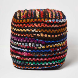 Homescapes Multi Coloured Folk Woven Bean Filled Pouffe Square 40 X 40 Cm - thumbnail 1