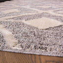 Loomed Grey White Diamond Geometric Plush Scandi Area Rug 120X170Cm - thumbnail 4