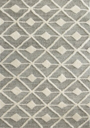 Loomed Grey White Diamond Geometric Plush Scandi Area Rug 120X170Cm - thumbnail 1