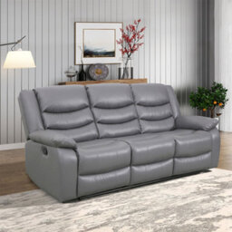 Furniture in Fashion Sorreno 3+2+1 Bonded Leather Recliner Sofa Set In Dark Grey - thumbnail 2
