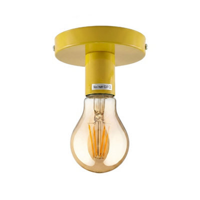 Vintage Semi Flush Mount Light Fitting Easy Fit E27 Metal Yellow Ceiling Fitting For Living Room Kid Room Lounge - image 1