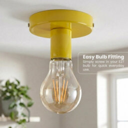 Vintage Semi Flush Mount Light Fitting Easy Fit E27 Metal Yellow Ceiling Fitting For Living Room Kid Room Lounge - thumbnail 3
