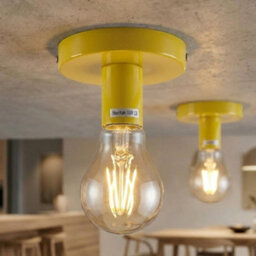Vintage Semi Flush Mount Light Fitting Easy Fit E27 Metal Yellow Ceiling Fitting For Living Room Kid Room Lounge - thumbnail 5