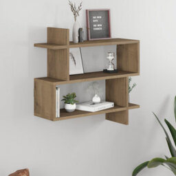 Decortie Paralel Dark Oak Effect 3-Tier Wall Mounted Bookcase - Modern Floating Display Shelf 70Cm - thumbnail 1