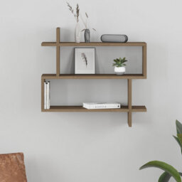 Decortie Paralel Dark Oak Effect 3-Tier Wall Mounted Bookcase - Modern Floating Display Shelf 70Cm - thumbnail 4