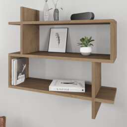 Decortie Paralel Dark Oak Effect 3-Tier Wall Mounted Bookcase - Modern Floating Display Shelf 70Cm - thumbnail 5