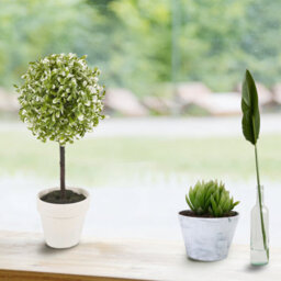 Urbn-Living Urbnliving 27Cm Height Decorative Artificial Outdoor Ball Green Plant Tree Pot Colour Medium - thumbnail 1