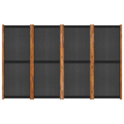 Berkfield 4-Panel Room Divider Black 280X180 Cm - thumbnail 6