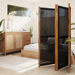 Berkfield 4-Panel Room Divider Black 280X180 Cm - thumbnail 3