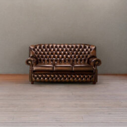 Chesterfield 3 Seater Antique Autumn Tan Leather Sofa Bespoke In Monks Style - thumbnail 3