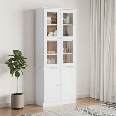 Vidaxl Glass Display Cabinet Alta White 77X35X186.5 Cm Solid Wood Pine - image 1