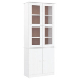 Vidaxl Glass Display Cabinet Alta White 77X35X186.5 Cm Solid Wood Pine - thumbnail 2