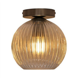 First Choice Lighting Set Of 2 Betchley - Clear Ribbed Glass Satin Nickel Ceiling Lights - thumbnail 3