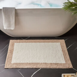Wyld And Coco Beige And Brown Geometric Cotton Bath Mat, 60 X 90 Cm - thumbnail 2
