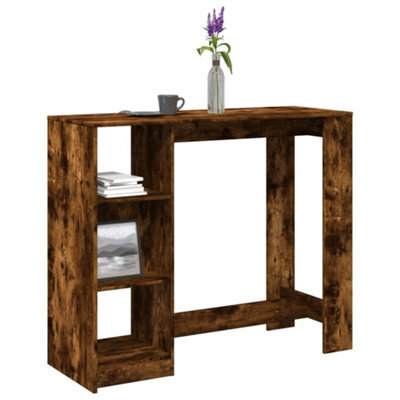 Berkfield Bar Table With Shelf Smoked Oak 124X46X103.5 Cm Engineered Wood - image 1