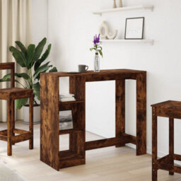 Berkfield Bar Table With Shelf Smoked Oak 124X46X103.5 Cm Engineered Wood - thumbnail 3