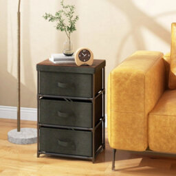 3Tier Nightstand Organizer 3 Chests Of Drawers Fabric Dresser Storage Black - thumbnail 3