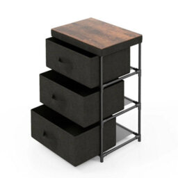 3Tier Nightstand Organizer 3 Chests Of Drawers Fabric Dresser Storage Black - thumbnail 5