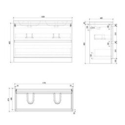 Plum&clay Marvel Gloss Dark Grey Floor Standing Bathroom Vanity Unit With Resin Basin (W)1200mm - thumbnail 7